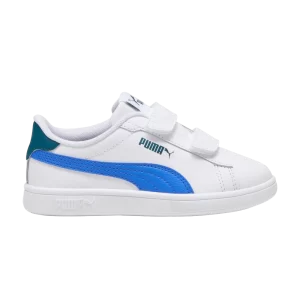 Puma Smash 3.0 Cuir Velcro Petit Enfant 'Blanc Hyperlink Bleu Vert' Baskets Blanc/Hyperlink Bleu/Cool Vert 392033 16