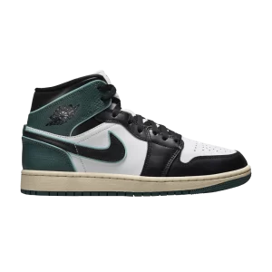 Femme Air Jordan 1 Mid 'Oxidized Green' Blanc/Noir/Light Dew/Oxidized Green/Sail/Muslin FQ7818 100