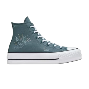 Converse Wmns Chuck Taylor All Star Lift High 'Tiny Tattoos' Baskets Sarcelle Neutre/Pierre Flush/Blanc A12181C