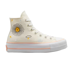 Converse Wmns Chuck Taylor All Star Lift Platform High 'Floral Broderie' Baskets Egret/Bold Coral/Blanc A03516C