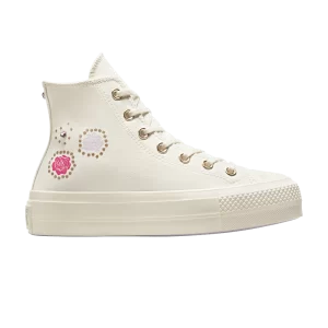 Converse Wmns Chuck Taylor All Star Platform High 'Gem Shine' Baskets Egret/Or clair/Violet vapeur A06833C