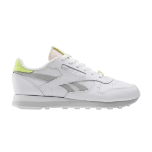 Reebok Wmns Classic Leather 'White Acid Yellow' Baskets Chaussures Blanc/Pure Gris/Acid Jaune 100074619