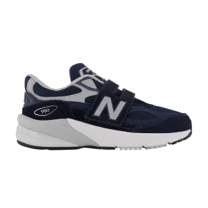 New Balance 990v6 Hook & Loop Little Kid Wide 'Navy' Baskets Marine/Argent PV990NV6 W