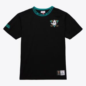 Mitchell & Ness Noir Anaheim Ducks Jacquard Ringer Vintage Logo T-Shirt Blanc 1281019