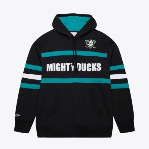 Mitchell & Ness Noir Anaheim Ducks Vintage Logo Head Coach Pull à capuche en polaire Noir 1377200