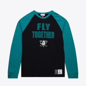 Mitchell & Ness Black Anaheim Ducks Vintage Logo Legendary Slub T-shirt à manches longues blanc 1297015