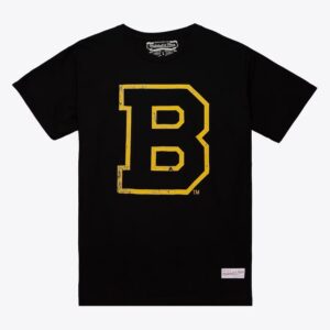 Mitchell & Ness T-shirt noir avec logo en détresse des Bruins de Boston Noir 1296830