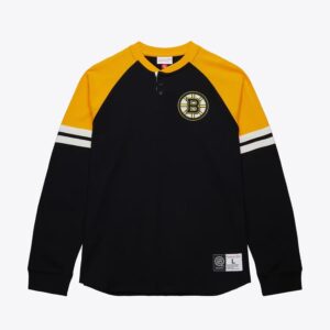 Mitchell & Ness Noir Boston Bruins Thermal Henley Haut Noir 1281067