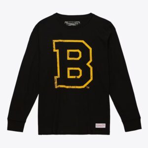 Mitchell & Ness T-shirt noir à manches longues avec logo vintage des Bruins de Boston Blanc 1297076