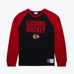 Mitchell & Ness T-shirt noir à manches longues flammé légendaire des Blackhawks de Chicago Noir 1326922