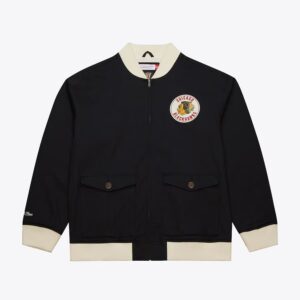 Mitchell & Ness Black Chicago Blackhawks Vintage Logo Replay Veste à fermeture éclair en sergé de coton Noir 1307279
