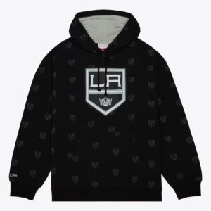Mitchell & Ness Sweat à capuche noir en polaire imprimé allover des Kings de Los Angeles Gris 1377062