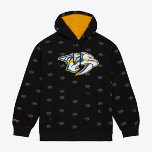 Mitchell & Ness Black Nashville Predators Pull à capuche en polaire imprimé intégral Noir 1377379