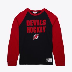 Mitchell & Ness T-shirt noir à manches longues flammé légendaire des Devils du New Jersey Noir 1376243