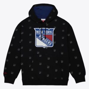 Mitchell & Ness Sweat à capuche noir en polaire imprimé allover des Rangers de New York Noir 1377607