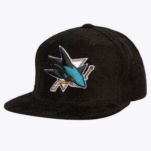 Casquette de baseball Mitchell & Ness noir San Jose Sharks toutes directions velours côtelé Snapback chapeau rose 1222375