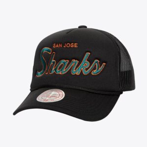 Casquette de baseball Mitchell & Ness noir San Jose Sharks Script Trucker chapeau réglable noir 1222361