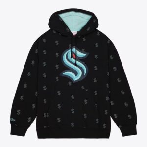 Mitchell & Ness Sweat à capuche noir Seattle Kraken en polaire imprimé intégral Noir 1377532