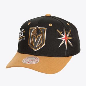 Mitchell & Ness Black Vegas Golden Knights Overbite Pro Snapback Chapeau Bleu 1259706