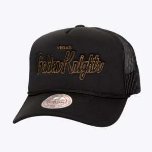 Casquette de baseball Mitchell & Ness noir Vegas Golden Knights Script Trucker chapeau réglable crème 1259714