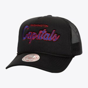 Casquette de baseball Mitchell & Ness noir Washington Capitals Vintage Script Trucker chapeau réglable Violet 1280957