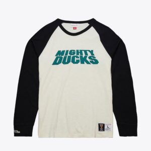 Mitchell & Ness Crème Anaheim Ducks Legendary Slub Vintage Logo T-shirt à manches longues Blanc 1297034
