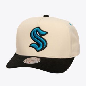 Mitchell & Ness Crème Seattle Kraken Overspray Pro Crown Snapback Chapeau Crème 1222473