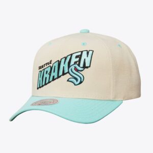 Mitchell & Ness Crème Seattle Kraken Retro Type Pro Snapback Chapeau Crème 1222464