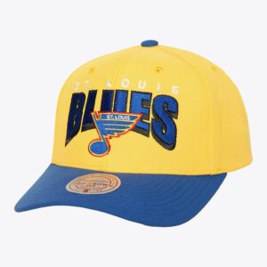 Mitchell & Ness Gold St. Casquette de baseball Louis Blues Boom Text Pro Vintage Snapback Hat Jaune 1236693