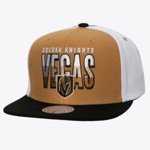 Mitchell & Ness Gold Vegas Golden Knights Billboard 2 Snapback Chapeau Blanc 1259754