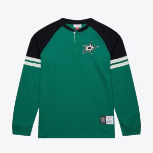 Mitchell & Ness Kelly Green Dallas Stars Thermal Henley Top Vert 1376203