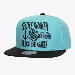 Mitchell & Ness Casquette Snapback Seattle Kraken City Love Bleu Clair Turquoise 1236639