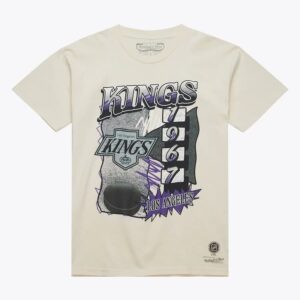 Mitchell & Ness T-shirt naturel Overspray de hockey vintage des Kings de Los Angeles Marron 1365723