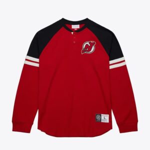 Mitchell & Ness Rouge New Jersey Devils Thermal Henley Haut Rouge 1376356
