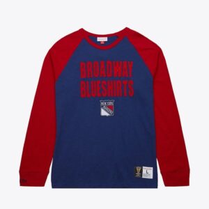 Mitchell & Ness Royal New York Rangers Vintage Logo Legendary Slub T-shirt à manches longues Gris 1376456