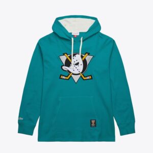 Mitchell & Ness Teal Anaheim Ducks Vintage Logo Sweat à capuche léger thermique Turquoise 1307227
