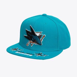 Casquette de baseball Mitchell & Ness Teal San Jose Sharks Vintage Hat Trick Snapback Hat Turquoise 1222389
