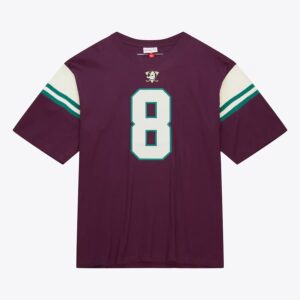 Mitchell & Ness Teemu Selanne violet Anaheim Ducks nom et numéro icône Premium T-Shirt blanc 1296812