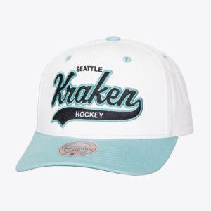 Mitchell & Ness Seattle Kraken Tail Sweep Pro Snapback Chapeau Blanc 1222455
