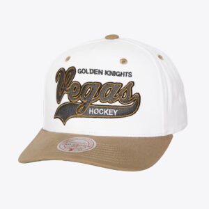 Mitchell & Ness Blanc Vegas Golden Knights Tail Sweep Pro Snapback Chapeau Crème 1259816