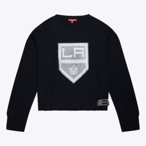Mitchell & Ness Haut court à manches longues à paillettes noir Los Angeles Kings pour femme Noir 1376887