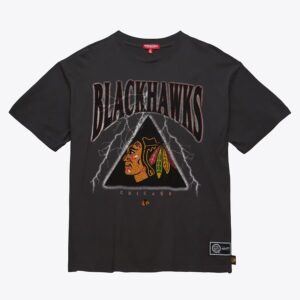 Mitchell & Ness T-shirt petit ami avec logo charbon de bois des Blackhawks de Chicago pour femmes noir 1327634