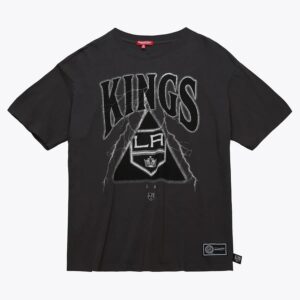 Mitchell & Ness T-shirt petit ami avec logo des Kings de Los Angeles au charbon de bois pour femmes noir 1365936