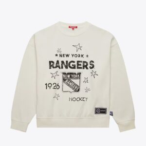 Mitchell & Ness Sweat-shirt en polaire léger 3.0 avec logo des New York Rangers pour femme Crème 1376492