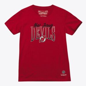 Mitchell & Ness T-shirt à carreaux rouge New Jersey Devils Hip Check pour femme Rouge 1374020