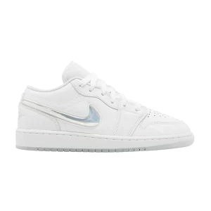 Air Jordan 1 Low SE GS 'Glitter Swoosh' Tint Bleu/Blanc sommet/Blanc/Bleu glacé FQ9112 100