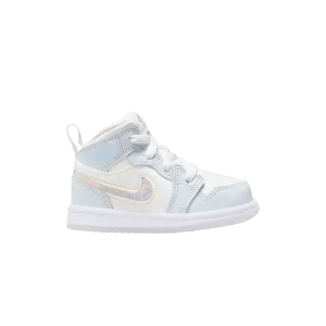 Air Jordan 1 Mid SE TD 'Glitter Swoosh' Tint Bleu/Blanc sommet/Blanc/Bleu glacé FQ9116 400