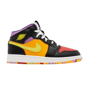 Air Jordan 1 Mid SS GS 'Championships' Noir/Jaune opti/Rouge université/Outremer clair/Cadran solaire/Bleu Baltique FD1317 007