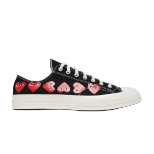 Converse Comme des Garçons PLAY x Chuck 70 Low 'Multi Heart – Black 'Sneakers Noir/Rouge High Risk/Egret A08149C