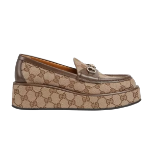 Gucci Wmns Horsebit Wedge Loafer 'GG Supreme – Beige 'Baskets Beige/Ebony 794316 FADC1 9741